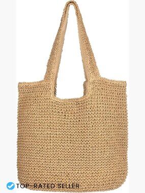 Handwoven Rattan Straw Beach Tote Basket Bag Summer Shoulder Bag for Women
